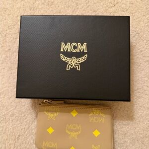 MCM Beige key Pouch in beige croissant coin purse